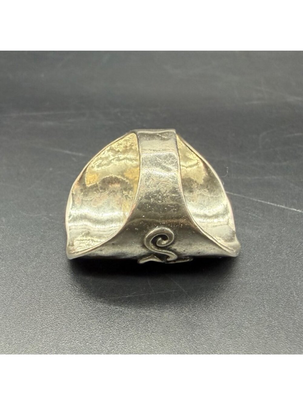 Sterling Silver Floral Ring Hammered Metal Flowers Israel Statement Jewelry - Picture 7 of 11